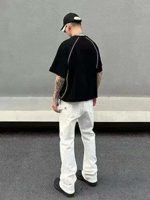 Japanese Brand White Stack Flared Denim Jeans Size US 32 / EU 48 - 5 Thumbnail