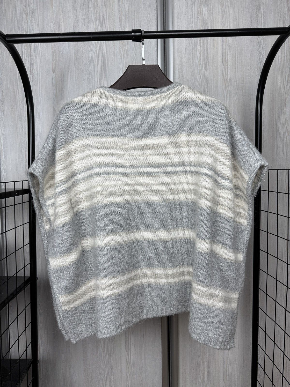 Other Hemisphere oversized grey knitted poncho vest sweate striped Size ONE SIZE - 6 Thumbnail