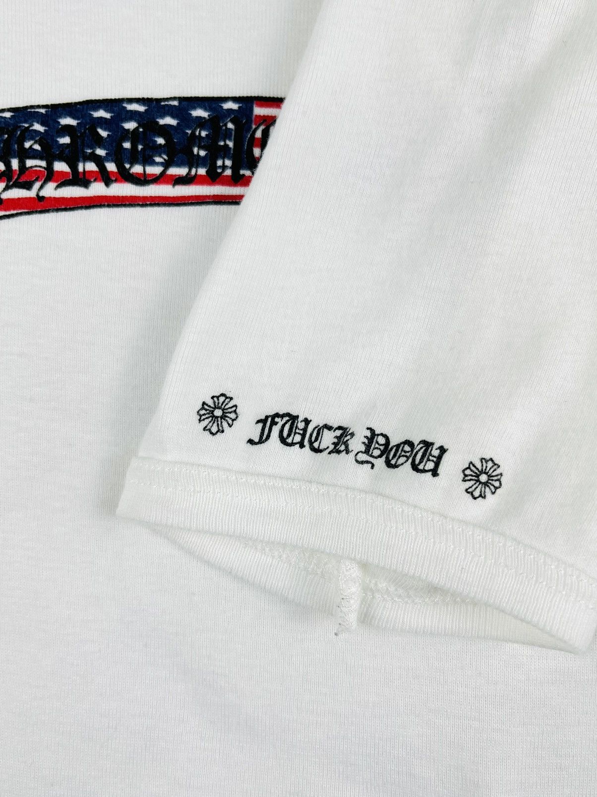 Chrome Hearts Chrome Hearts USA Flag Scroll Logo Baby Tee Tshirt White Size ONE SIZE - 4 Thumbnail