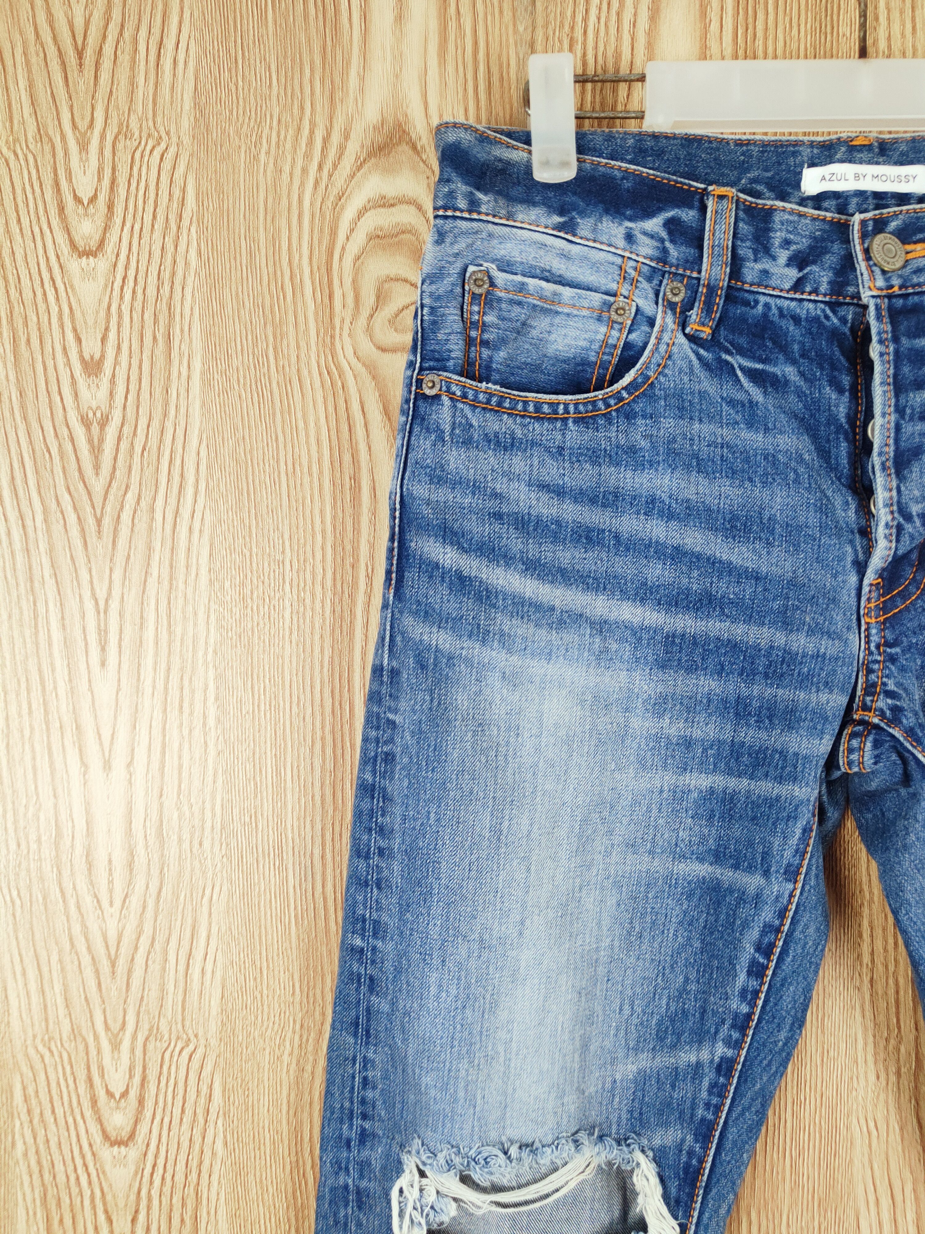 MOUSSY × Vintage Vintage 💥 Azul by Moussy Blue Distressed Ripped Jeans Size 32" / US 10 / IT 46 - 3 Thumbnail