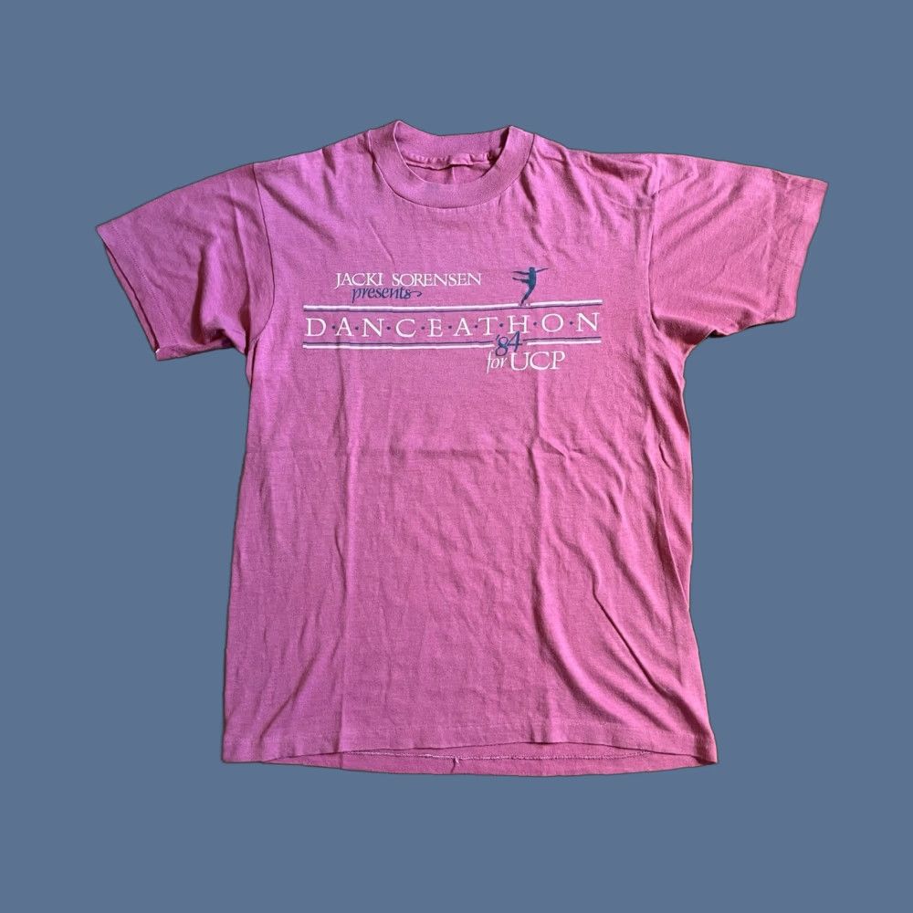 Pinko VINTAGE Jacki Sorensen Danceathon 1984 Aerobics Shirt S Pink Single Stitch 80s Size S / US 4 / IT 40 - 1 Thumbnail
