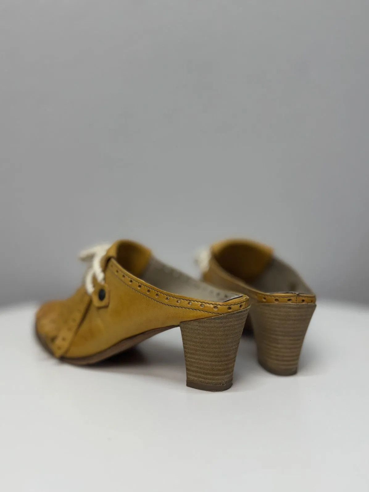Other Vintage Ankle Leather Boots Sandals Yellow Prada Style Opium Size US 8 / EU 41 - 9 Thumbnail