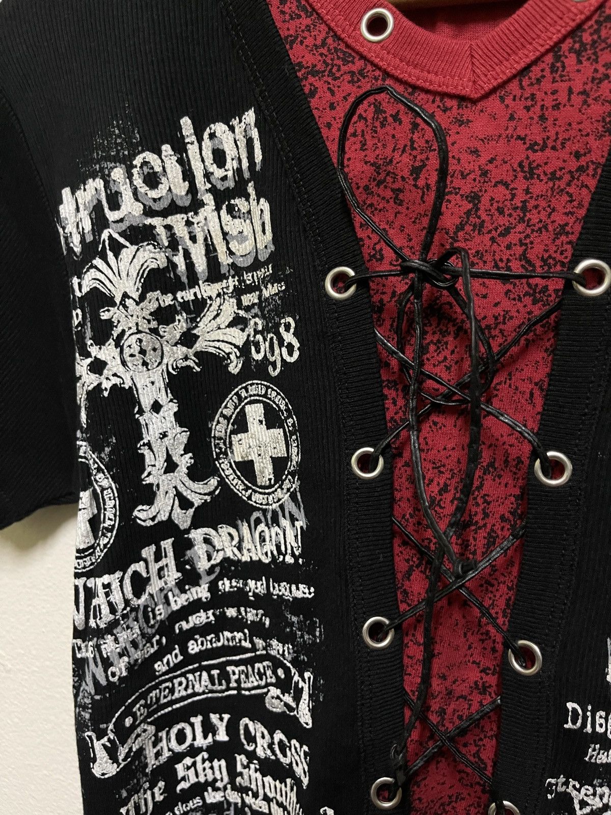 Japanese Brand Beaumere Lace Up Poem Punk T Shirt Size US L / EU 52-54 / 3 - 5 Thumbnail
