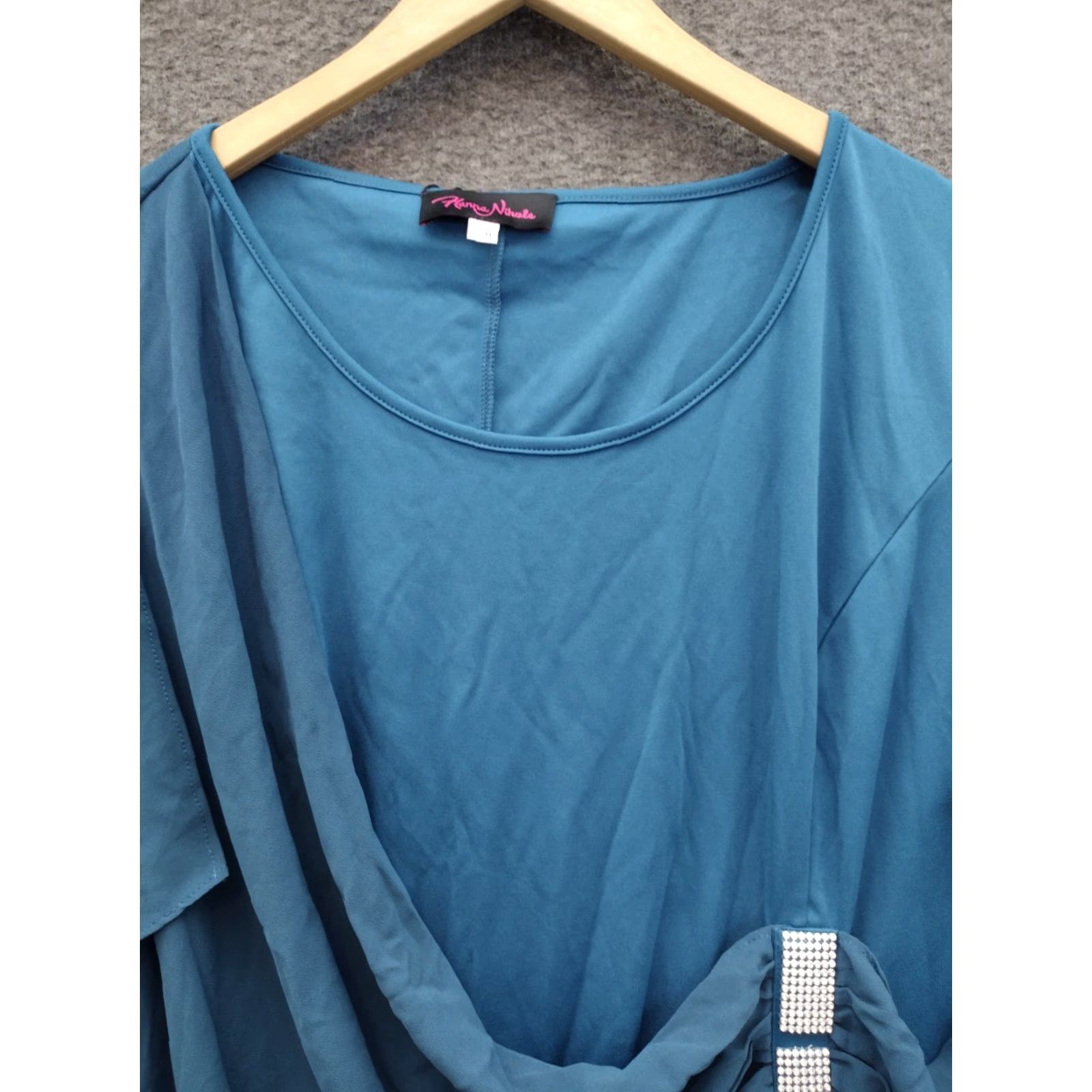 Vintage Hanna Nikole Chiffon Cape Sleeve Dress Women 20W Empire Waist Midi Blue Bohemian - Plus Size, Short Sleeve, Round Neck, Fit & Flare, Party/Cocktail Size 3XL / US 20-22 - 3 Thumbnail