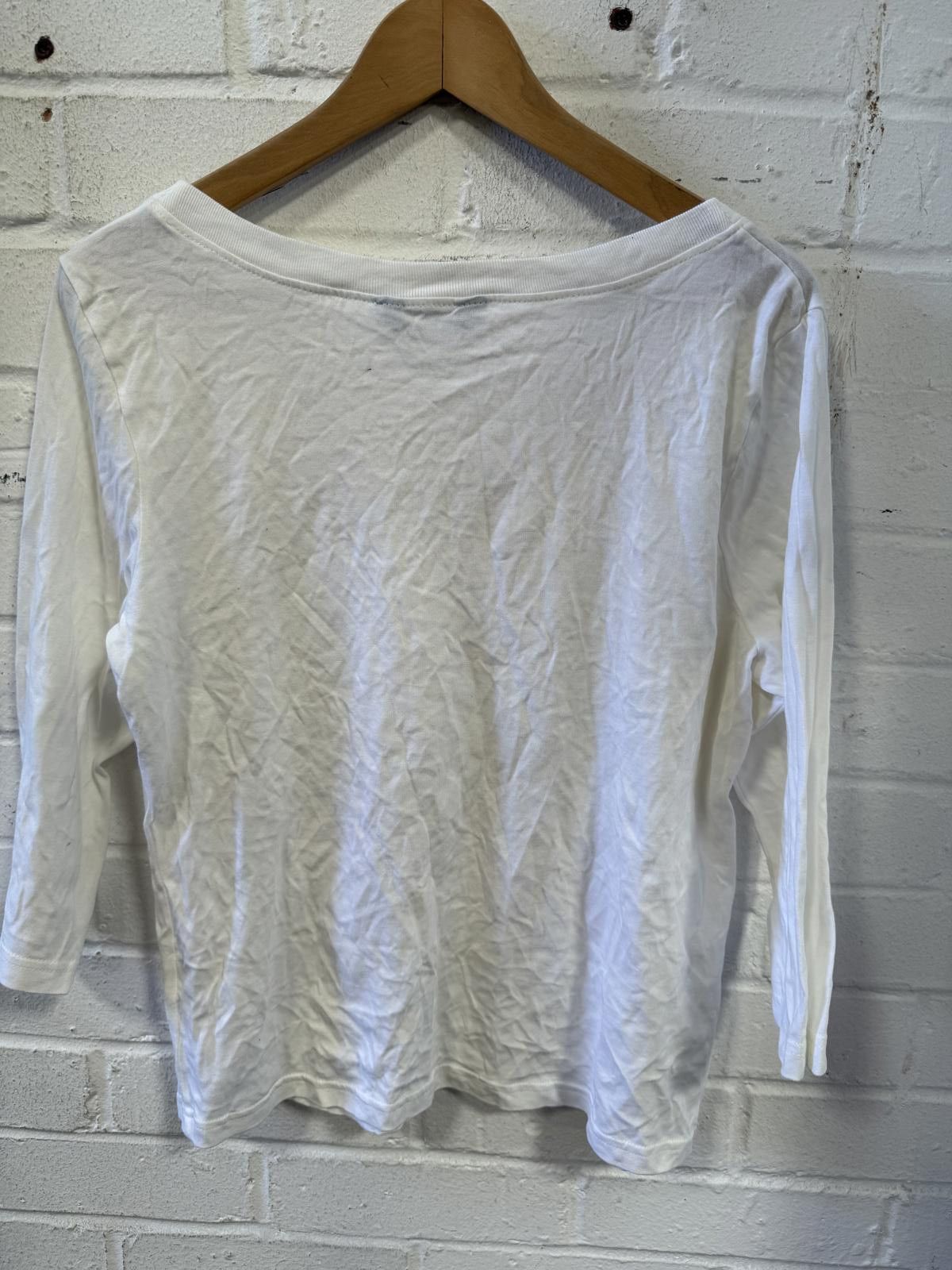 Designer Dorothy Perkins White V-Neck Top - Size 16 Size XL / US 12-14 / IT 48-50 - 2 Thumbnail
