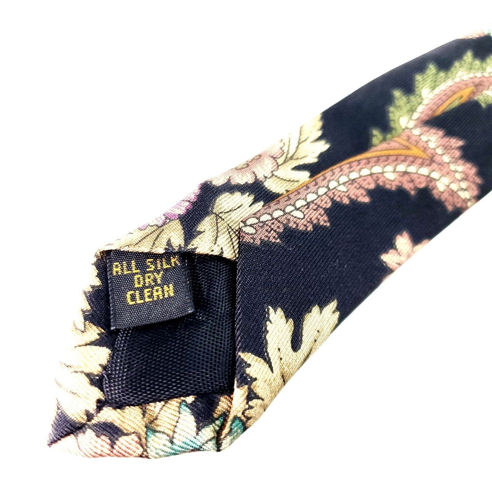 Bill Blass Bill Blass Silk Tie Black Floral Print Size ONE SIZE - 5 Thumbnail