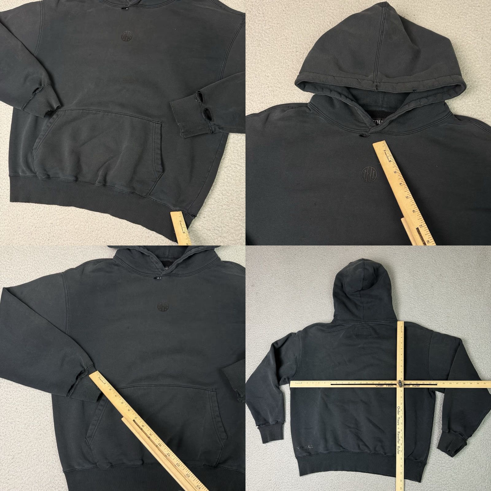 Thrasher Ninth Hall Fundamentals Hoodie Mens Adult Medium Black Boxy Graphic Logo Distressed Vintage-Style Pullover Hooded All Seasons Safe/Seamless Fit Size US M / EU 48-50 / 2 - 8 Thumbnail