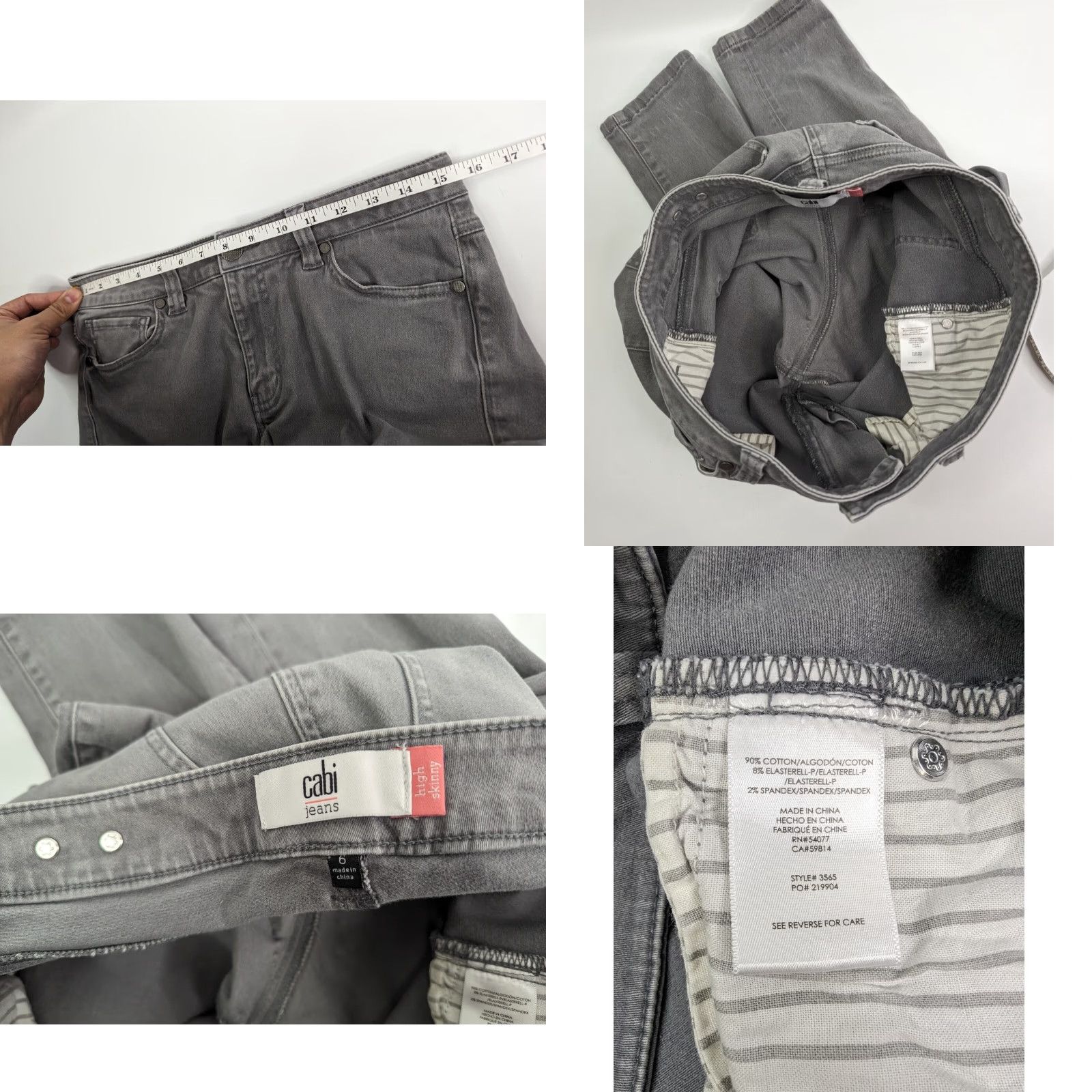 Vintage Cabi High Skinny Jeans Women's Size 6 Gray 3565 5-Pocket Denim Medium Stretch Vintage: No Size 28" / US 6 / IT 42 - 8 Thumbnail
