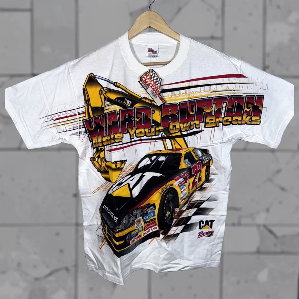 NASCAR VINTAGE NASCAR Ward Burton "Make Your Own Breaks" All Over CAT RACING MENS L NWT T-Shirt Size US L / EU 52-54 / 3 - 1 Thumbnail