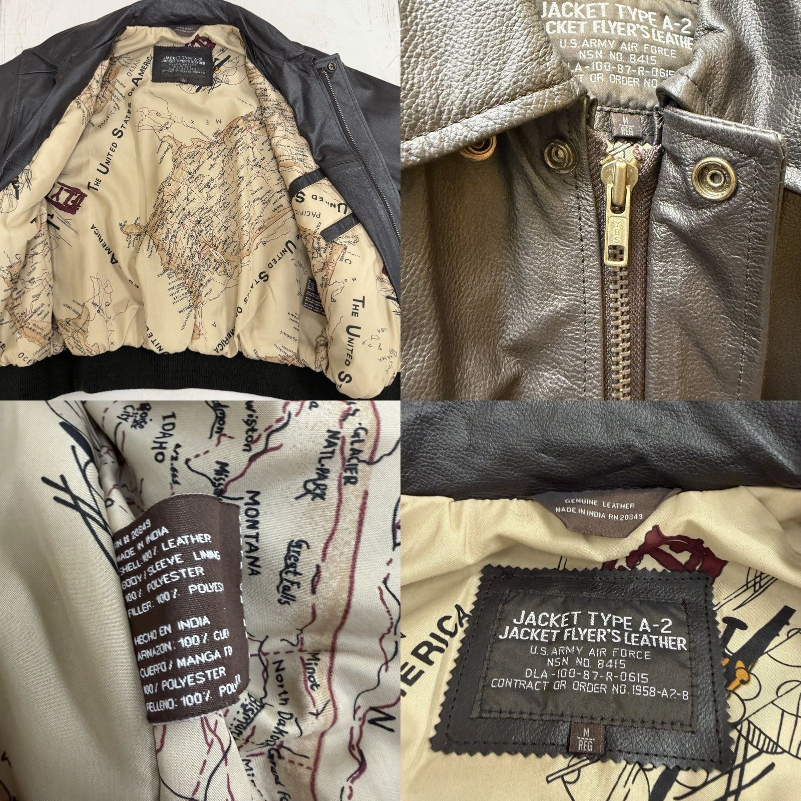 Vintage VINTAGE US Army Air Force Leather Jacket Mens M Reg Black Flyer's A-2 Size US L / EU 52-54 / 3 - 8 Thumbnail
