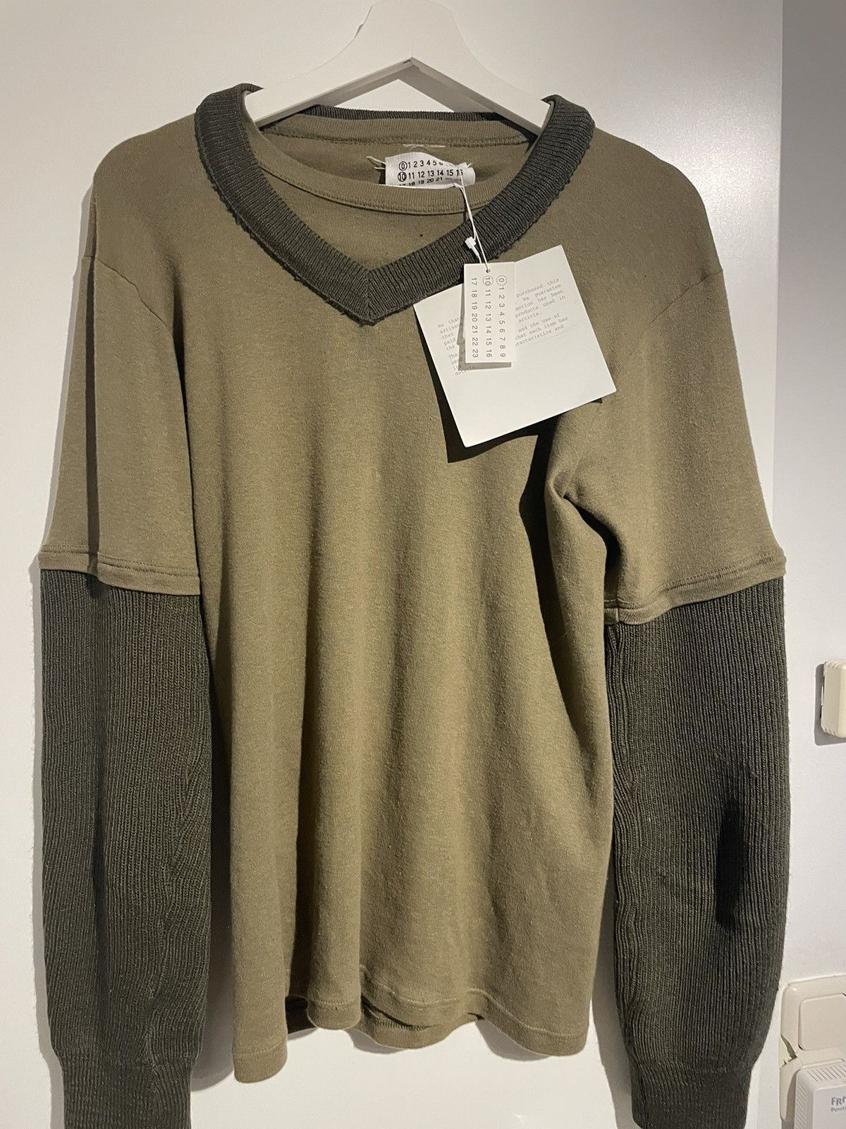 image of Maison Margiela Artisanal Military Knit Longsleeve Aw03-04 in Green, Men's (Size Small)