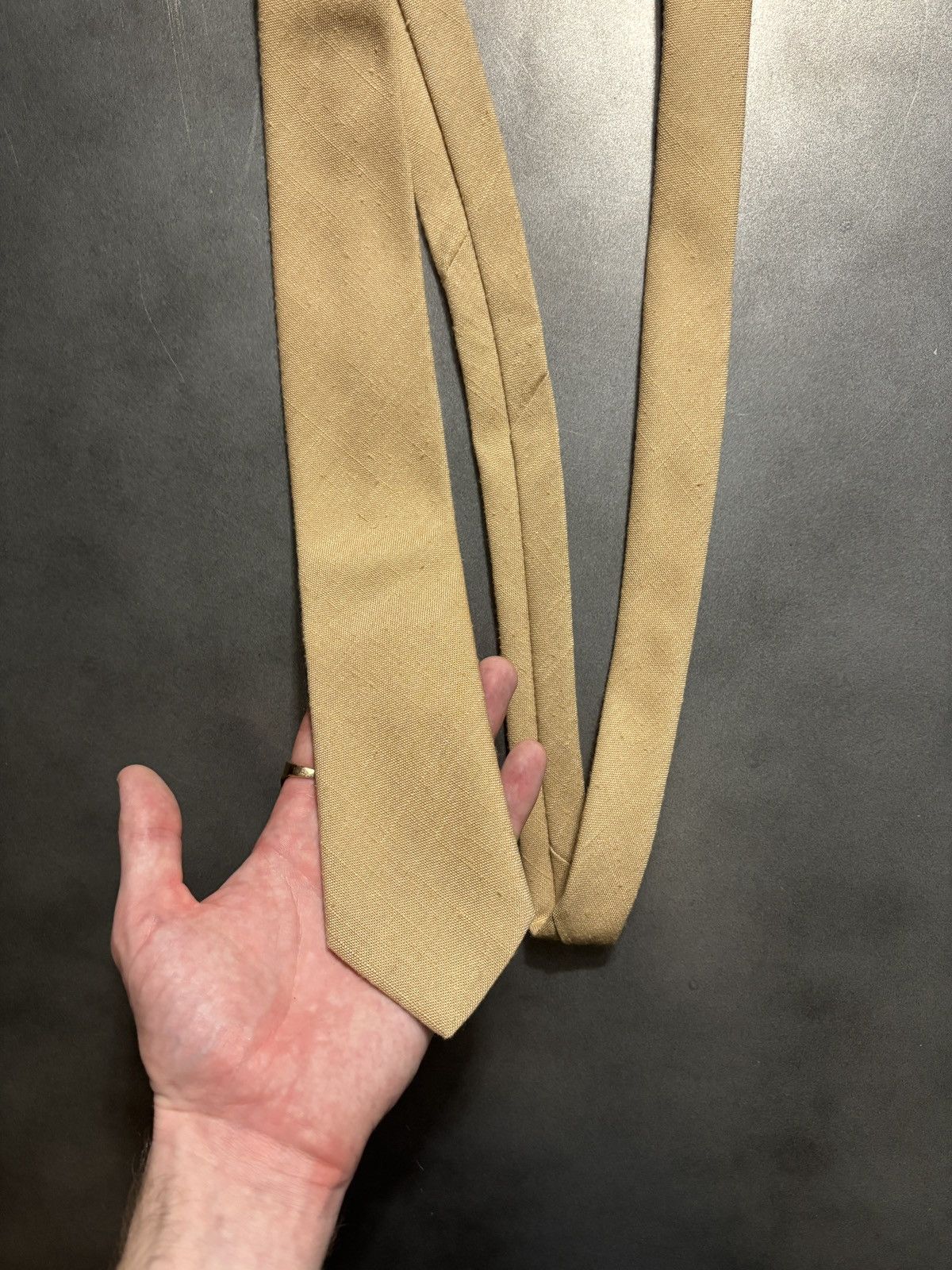 Vintage Brown Vintage Tie Plain Textured Rough Rayon Polyester Size ONE SIZE - 1 Thumbnail
