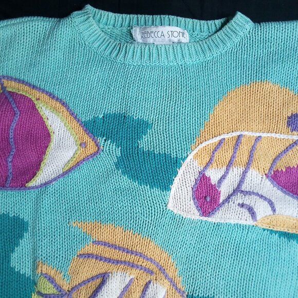 Other Vintage Rebecca Stone Tropical Fish AOP Crewneck Sweater Size M / US 6-8 / IT 42-44 - 1 Thumbnail