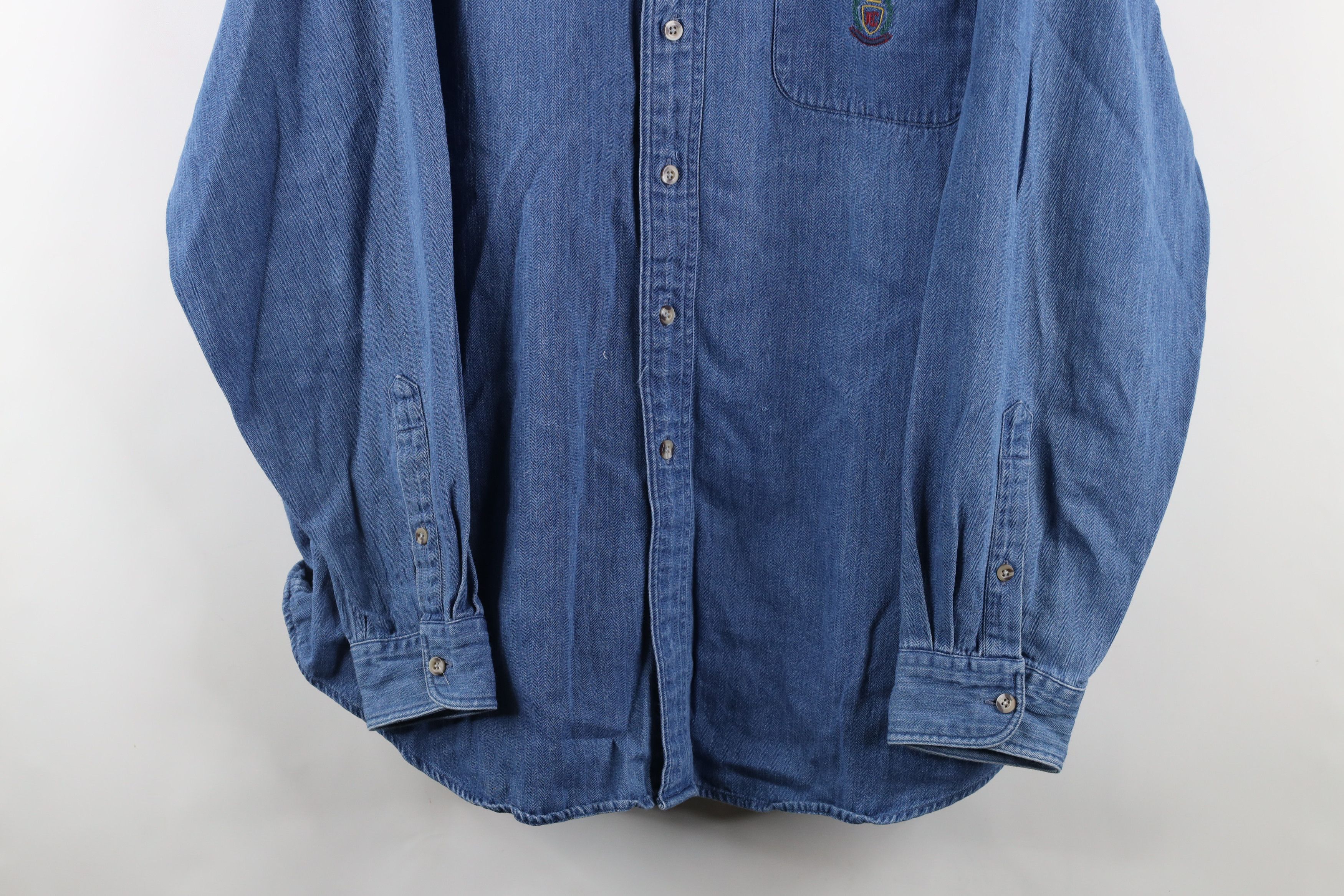 Vintage Vintage 90s Streetwear Denim Jean Button Down Shirt Blue Size US XL / EU 56 / 4 - 3 Thumbnail