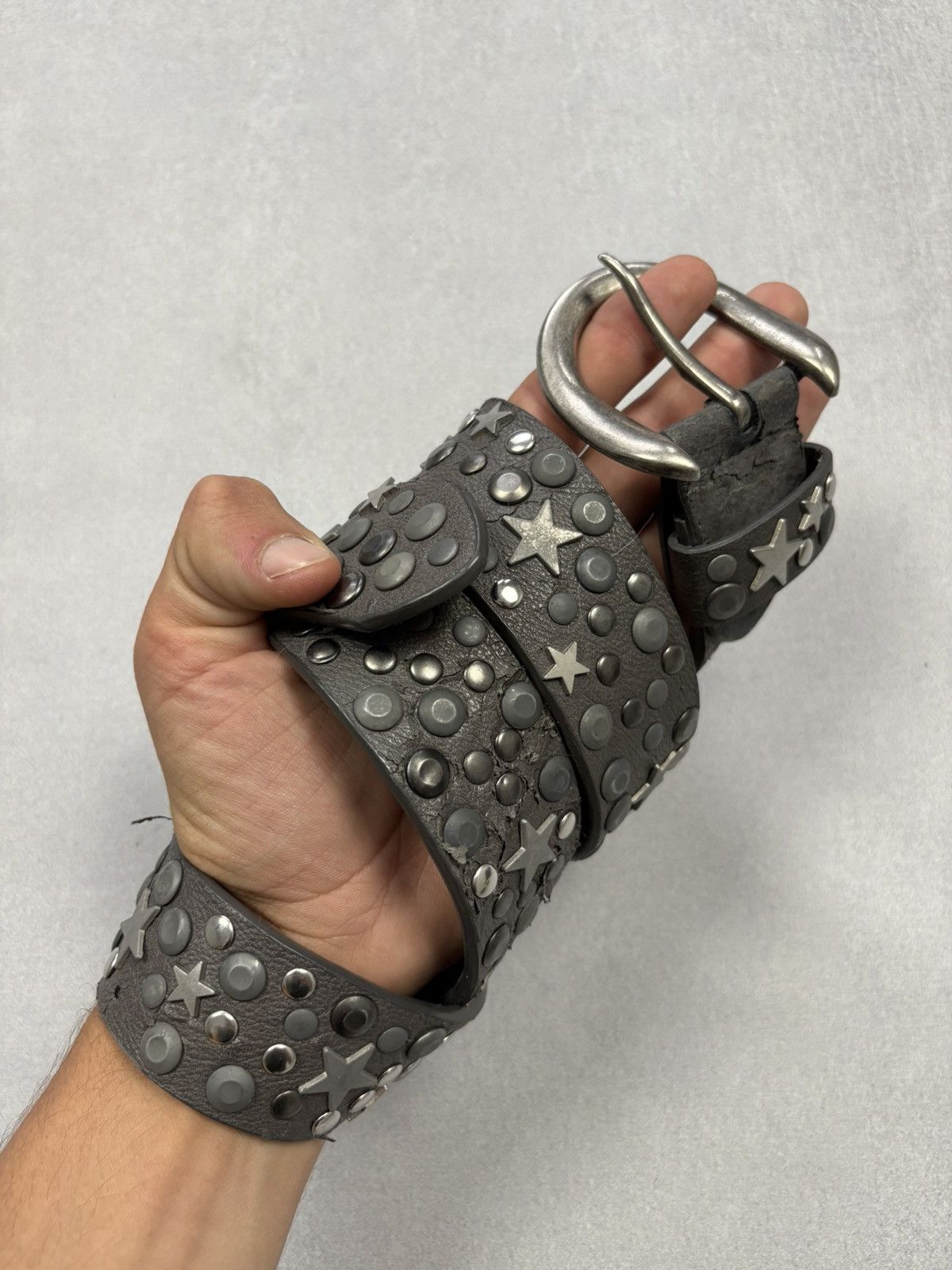 Vintage Leather Belt Style Metal Parts Rhinestones Style Wit
