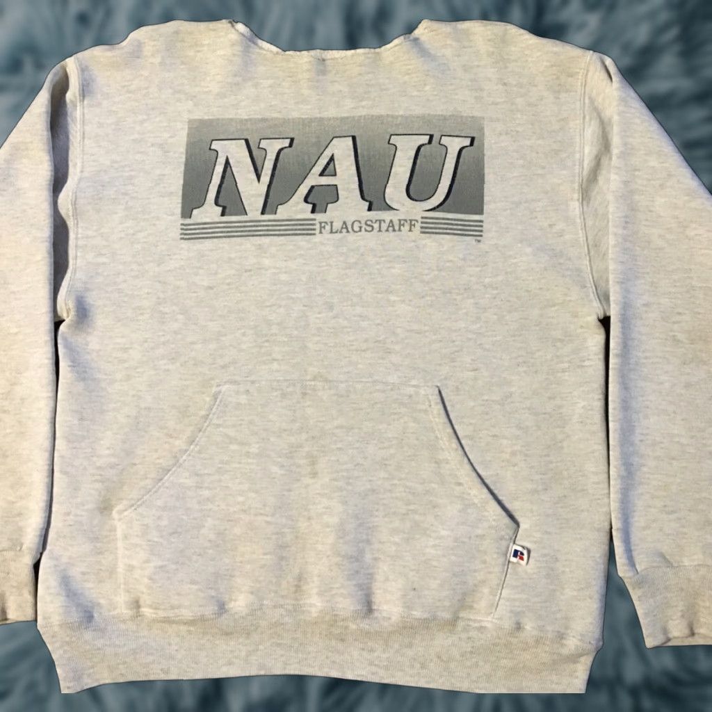 Russell Athletic VINTAGE Russell Athletic Sweatshirt M Gray College NAU 90s Thrashed Football Punk Retro University USA Knitted Pullover Mens Size US M / EU 48-50 / 2 - 1 Thumbnail
