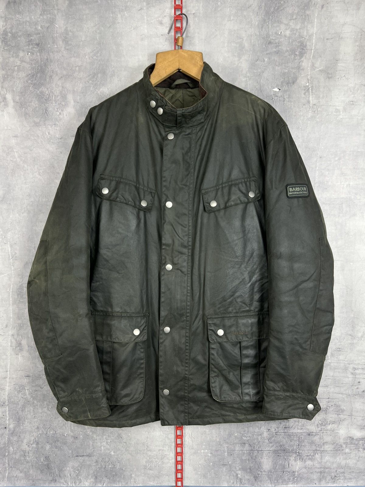 Barbour International Duke Wax Men's Sage Green Jacket Sz XL - Main Image