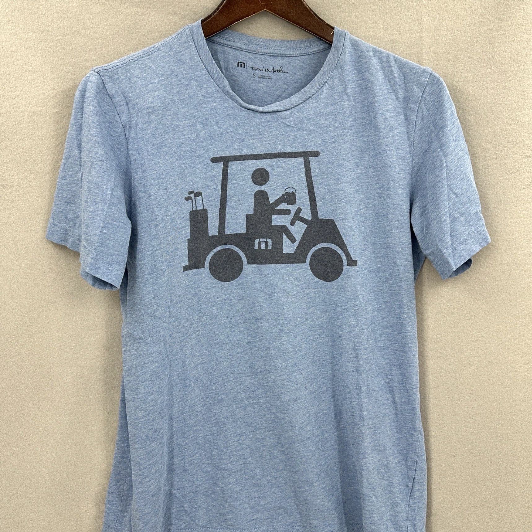 TravisMathew Travis Mathew Golf Shirt Mens Small Blue Pima Cotton Short Sleeve Crew Neck Jersey Outdoor Sports Size US S / EU 44-46 / 1 - 4 Thumbnail