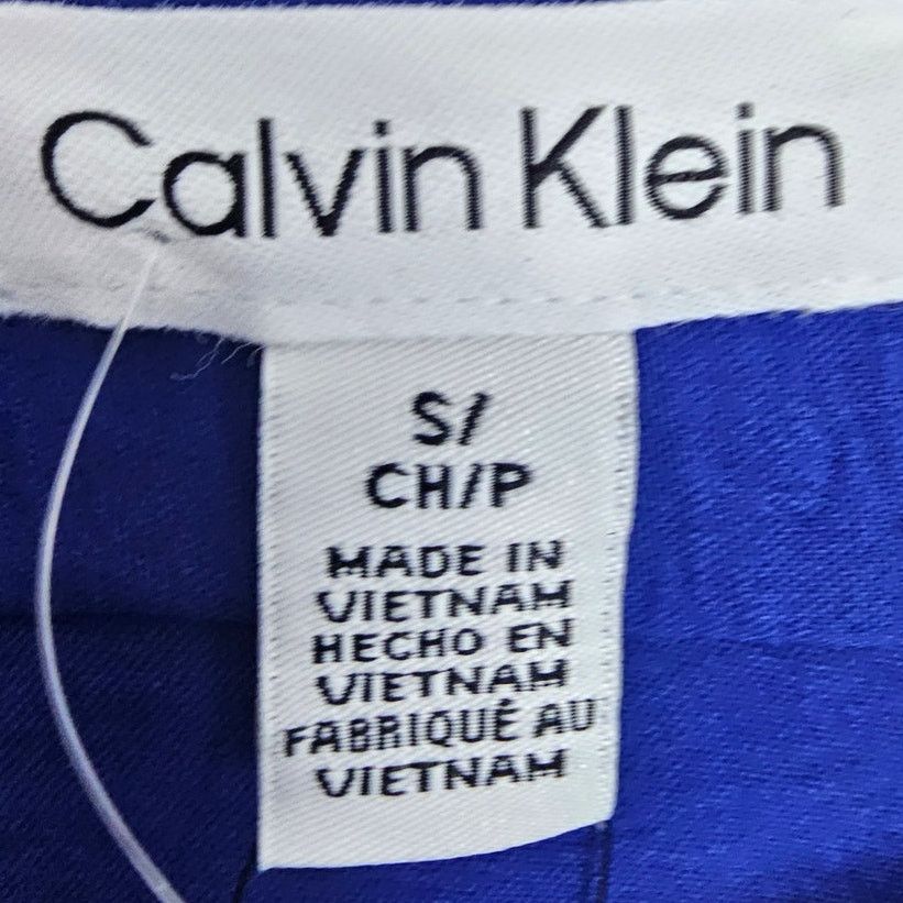 Calvin Klein Calvin Klein Womens Cobalt Blue Button Front Blouse S Career Size S / US 4 / IT 40 - 6 Thumbnail