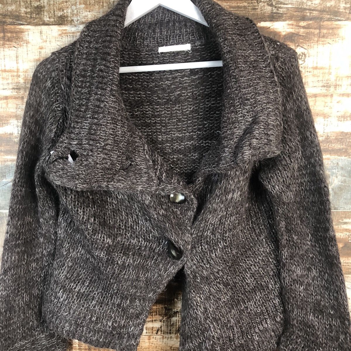 ABAHOUSE × Homespun Knitwear Abahouse Brown Cardigan mohair shaggy fur Knitwear #A2262 Size M / US 6-8 / IT 42-44 - 5 Thumbnail
