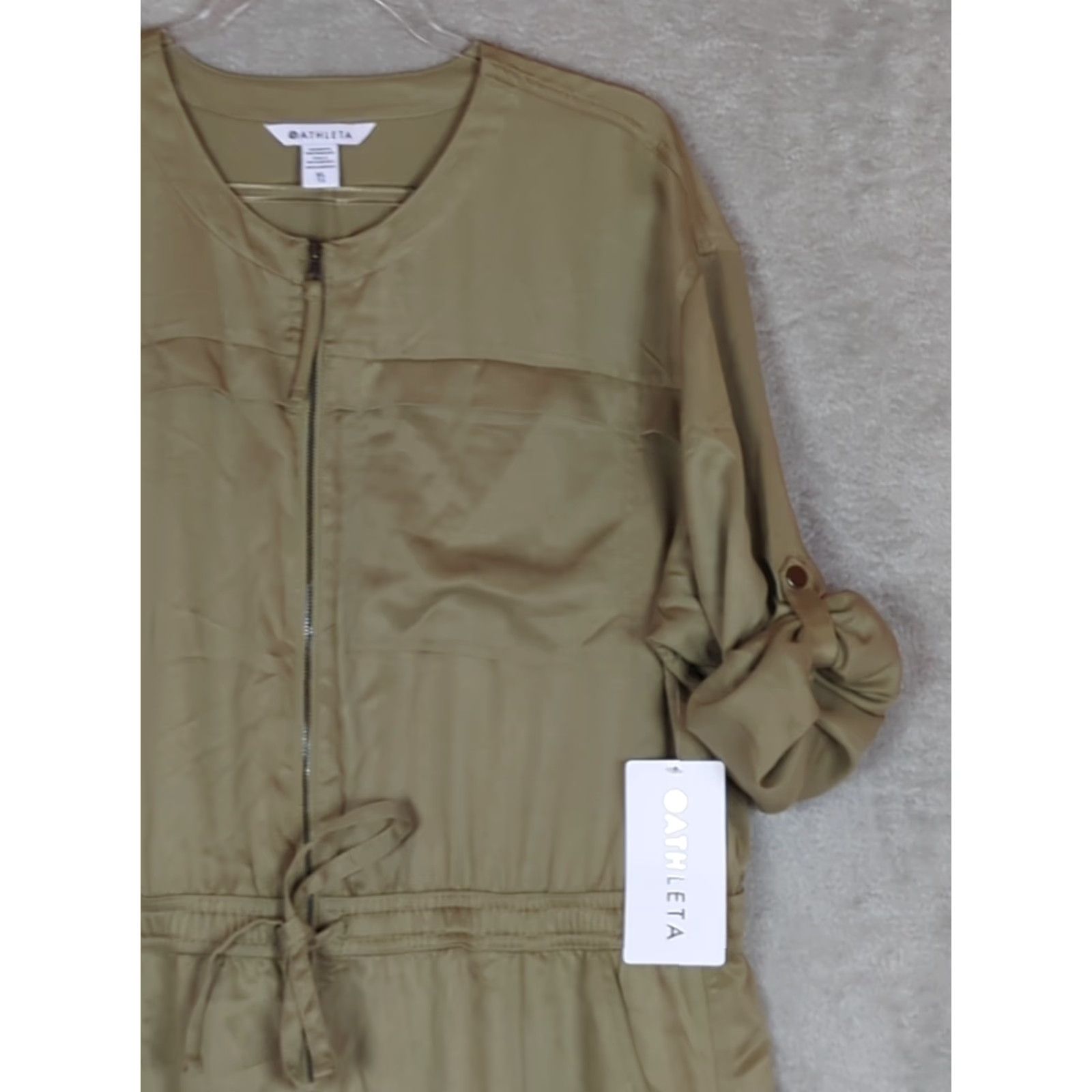 Athleta Athleta Jumpsuit Green XL Crew Neck Zip Pockets 100% TENCEL™ Lyocell Women Gorpcore Athleisure Travel Casual Solid Size 40" / US 18 - 3 Thumbnail