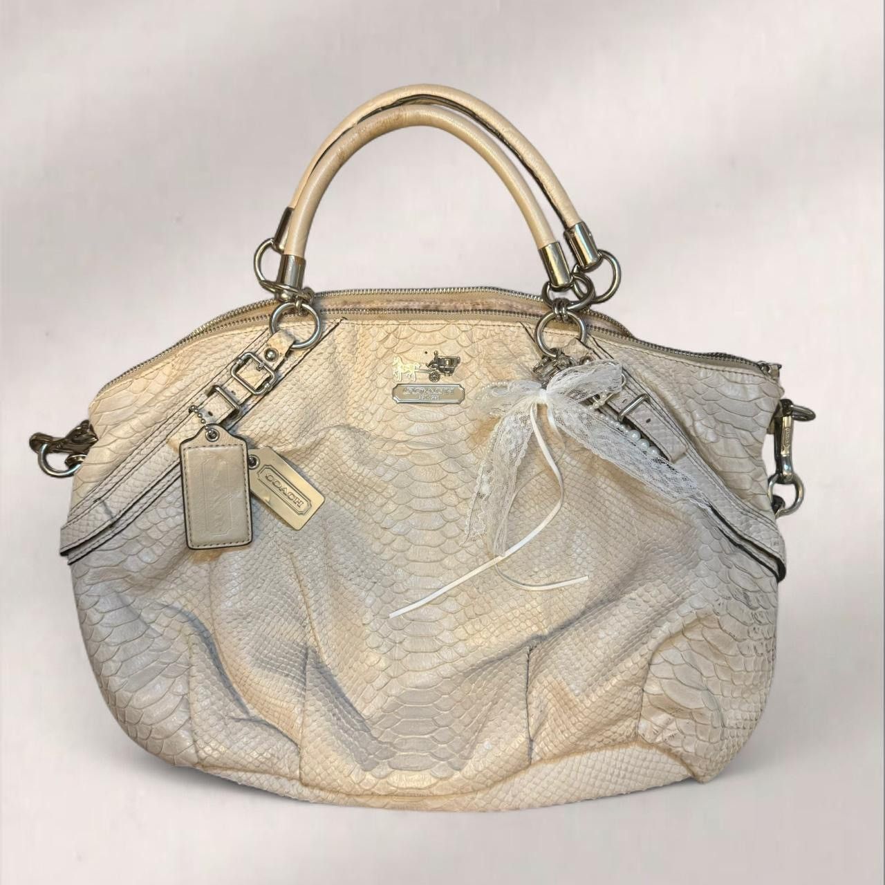Coach Rare Cream Coach Signature Snakeskin Leather Shoulder Bag Size ONE SIZE - 1 Thumbnail