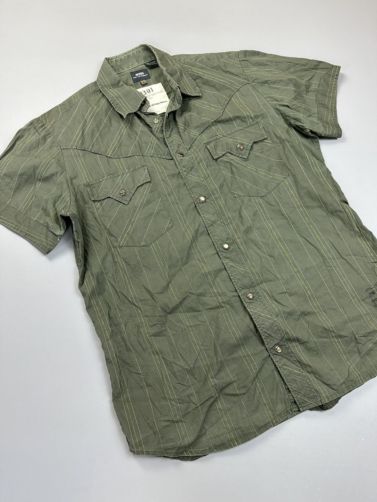 G-Star Khaki Striped Button Shirt Jungle Style G-Star Raw Size US L / EU 52-54 / 3 - 5 Thumbnail