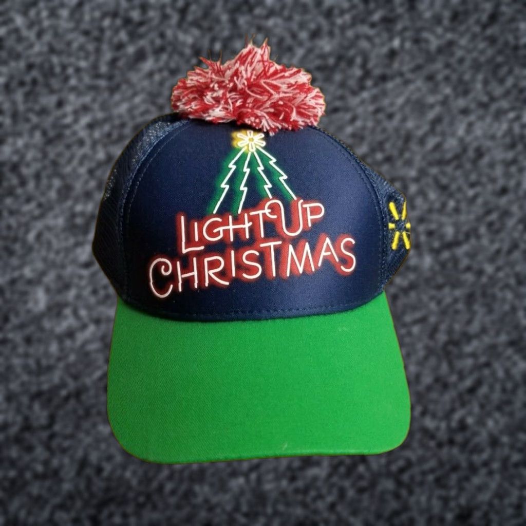 Walmart Walmart Employee Light Up Christmas Pom Ball Trucker Snapback Promo Cap Hat Men Adjustable Blue Hat Size ONE SIZE - 1 Thumbnail