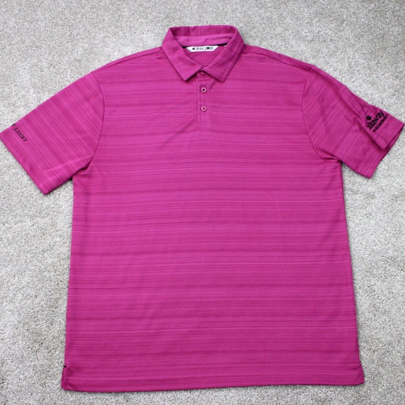 Vintage Black Clover Polo Shirt Mens L Pink Polyester Short Sleeve Sports Logo Geometric - Pullover Shirt Size US L / EU 52-54 / 3 - 2 Thumbnail