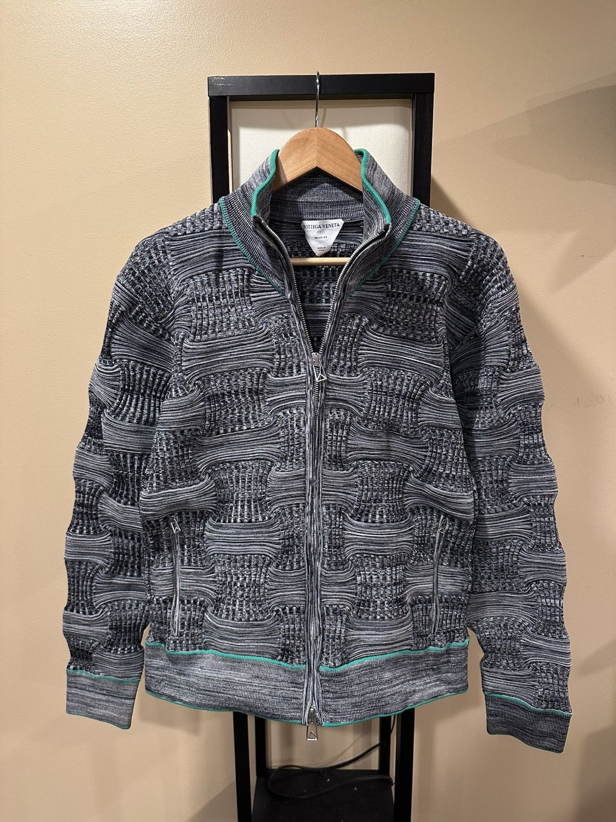 Bottega Veneta Intreciatto Mouline Weave Knit Track Jacket