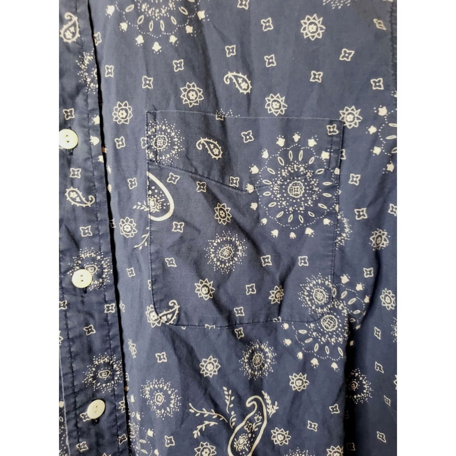 Ralph Lauren Ralph Lauren Custom Fit Men's L Navy Blue Star Burst Paisley Short Sleeve Button-Up Shirt Size US L / EU 52-54 / 3 - 5 Thumbnail