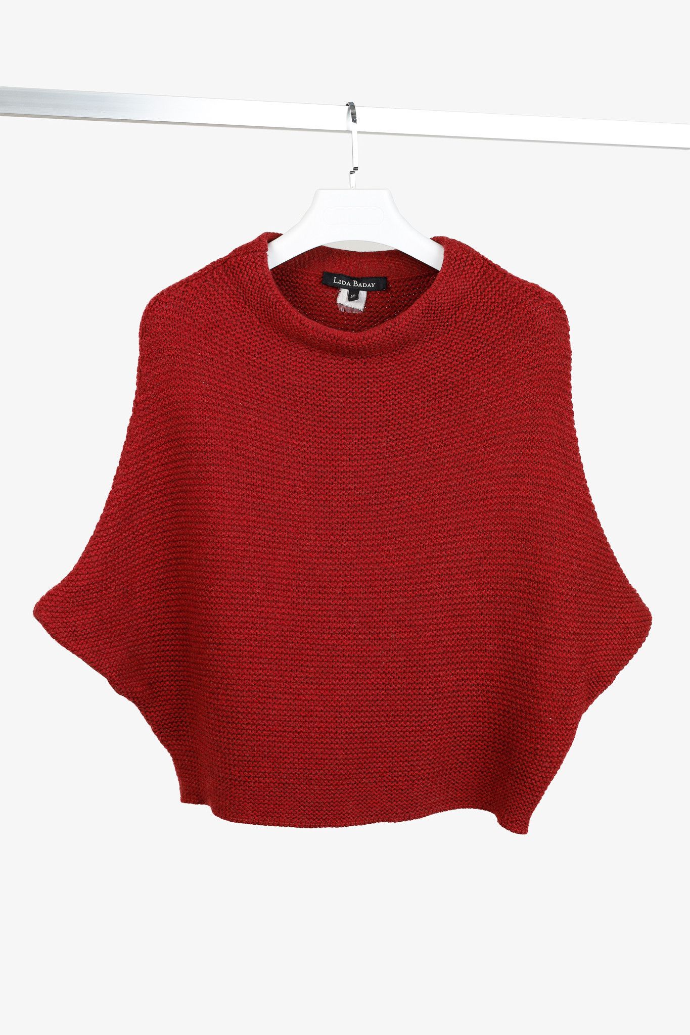 Lida Baday Red Knit Dolman-Sleeve Sweater
