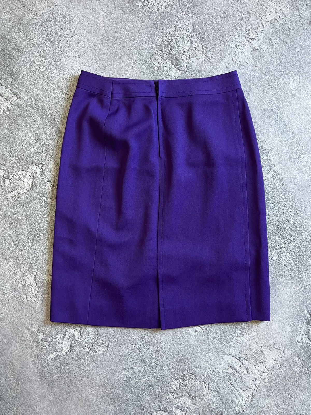 Celine × Vintage Vintage CELINE Paris Purple Wool Zip Skirt Pleated Size 46 Size 32" / US 10 / IT 46 - 4 Thumbnail