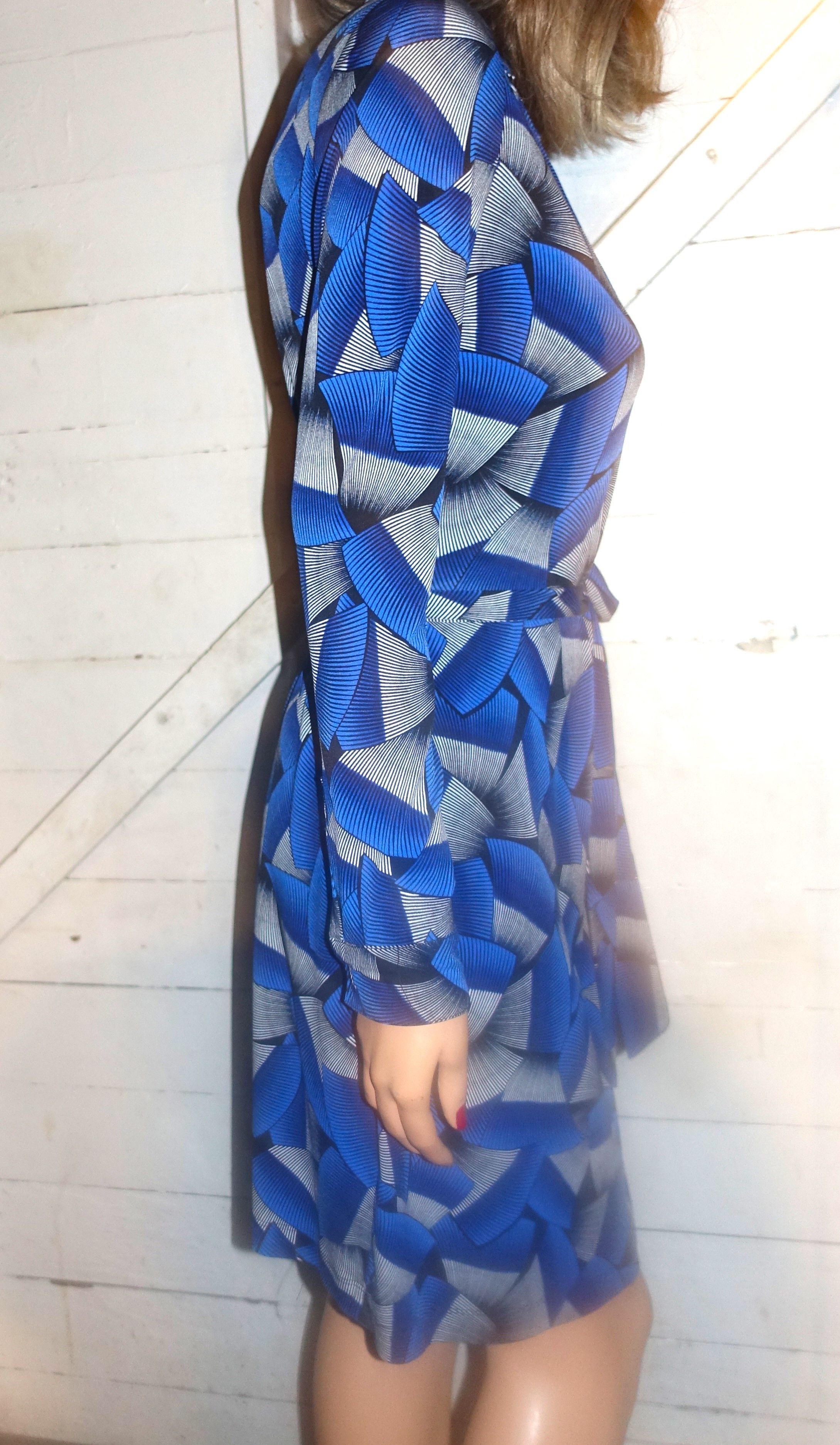 Calvin Klein Calvin Klein Black Blue Wrap Around Dress S Size S / US 4 / IT 40 - 6 Thumbnail
