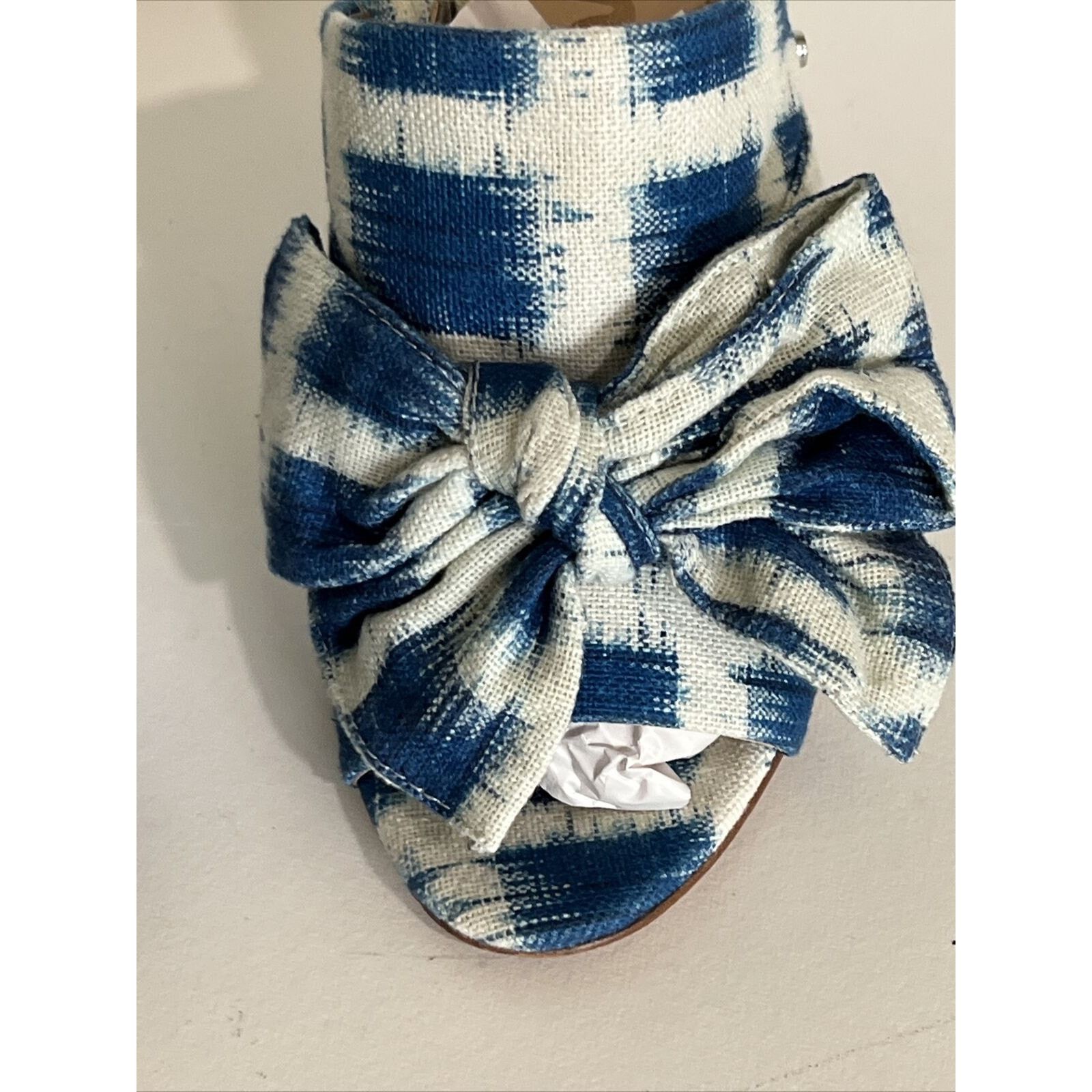 Sam Edelman Yumi Blue Bow High heel 3” peep toe sandals 6.5M slip-ons Size US 6.5 / IT 36.5 - 3 Thumbnail