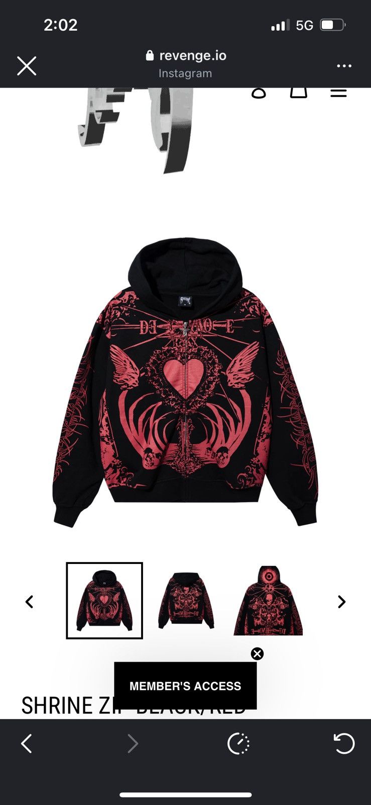 Revenge x Death Note Shrine Zip Black/Red