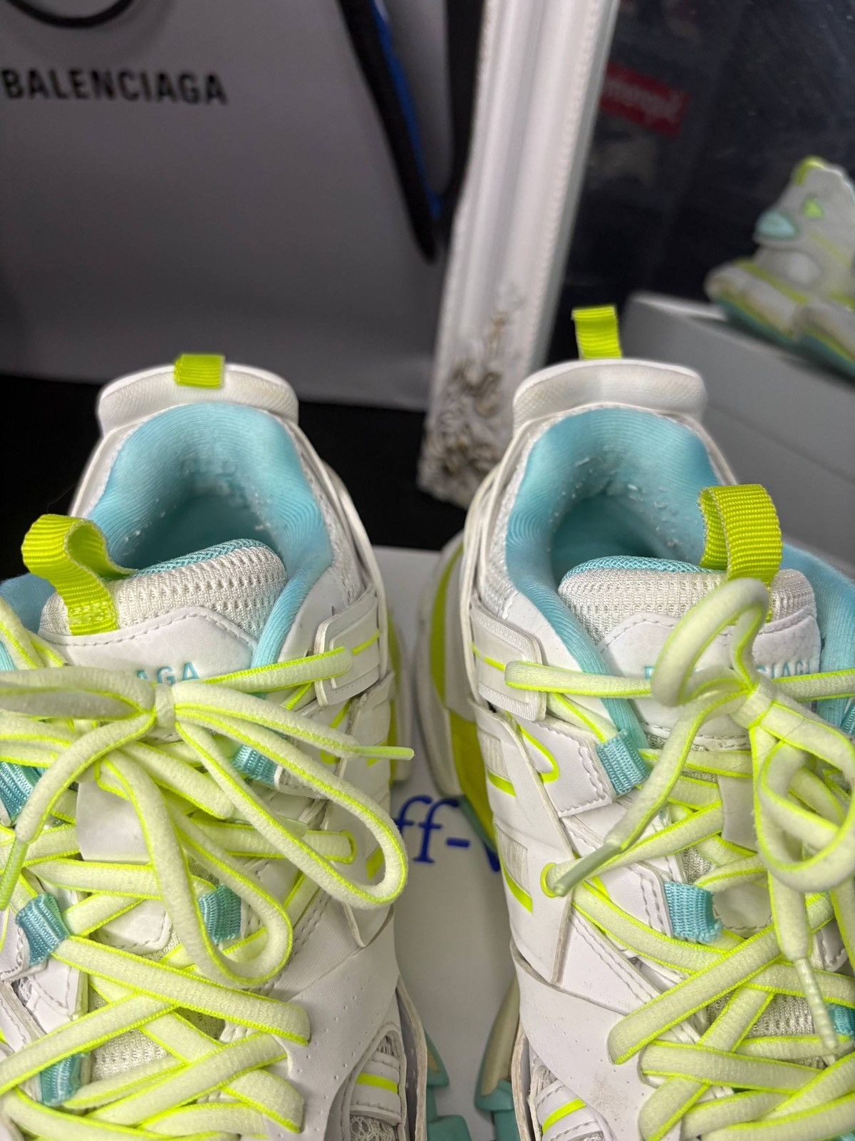 Balenciaga Balenciaga Track Sneakers – White / Neon Yellow / Blue Size US 9 / IT 39 - 6 Thumbnail