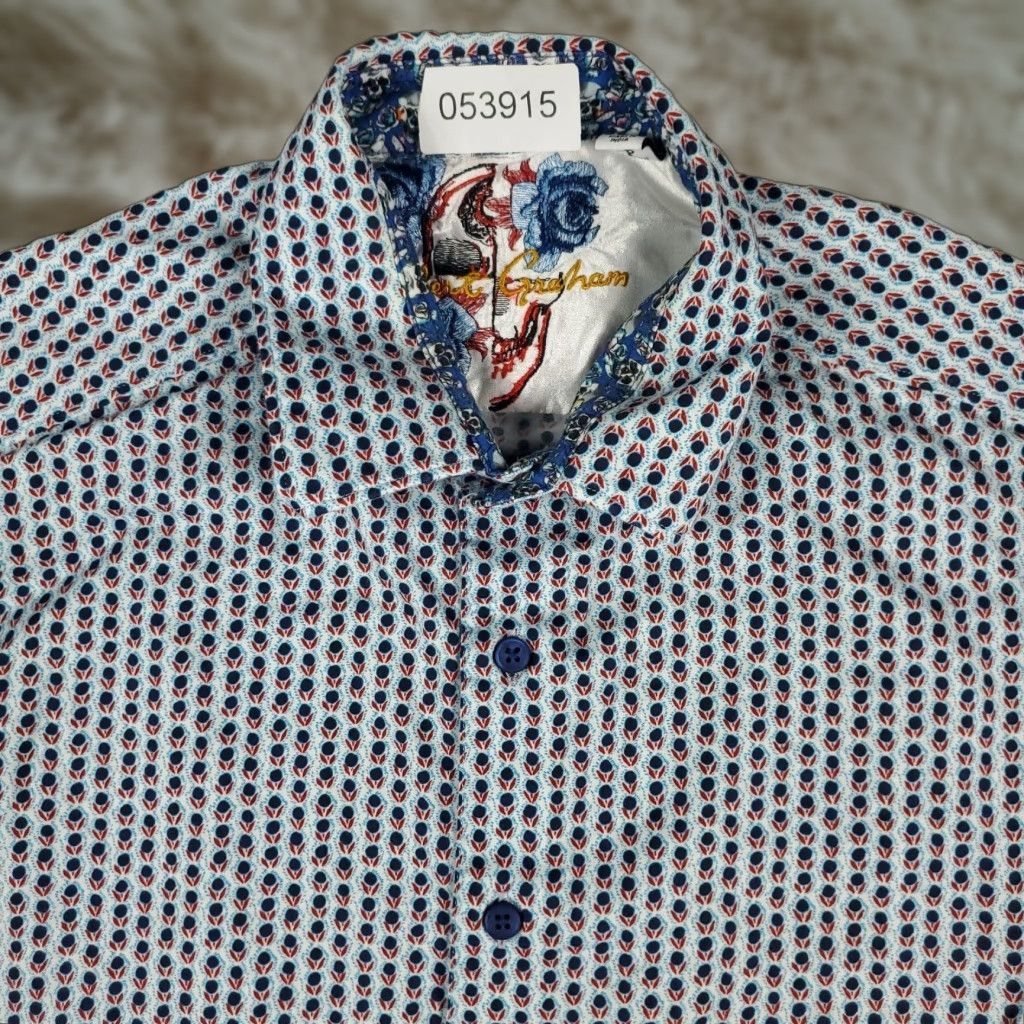 Robert Graham Robert Graham Shirt Mens Small Blue Floral Casual Button Up Short Sleeve Size US S / EU 44-46 / 1 - 1 Thumbnail