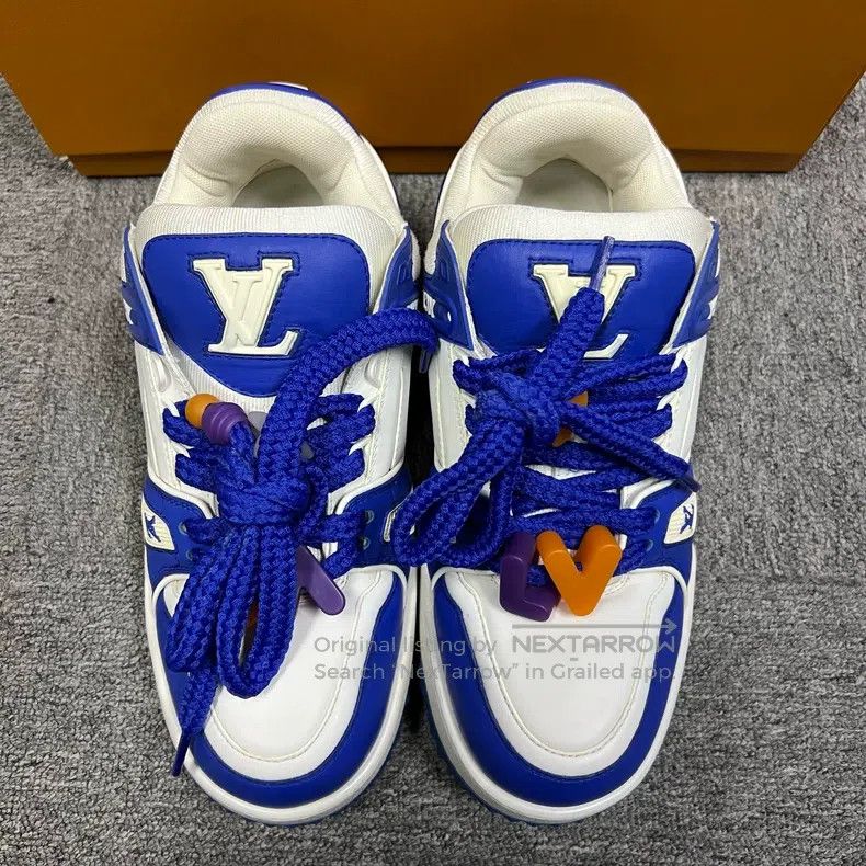 Louis Vuitton Louis Vuitton White and blue small fat Ding lace-up low-to Size US 8.5 / EU 41-42 - 3 Thumbnail