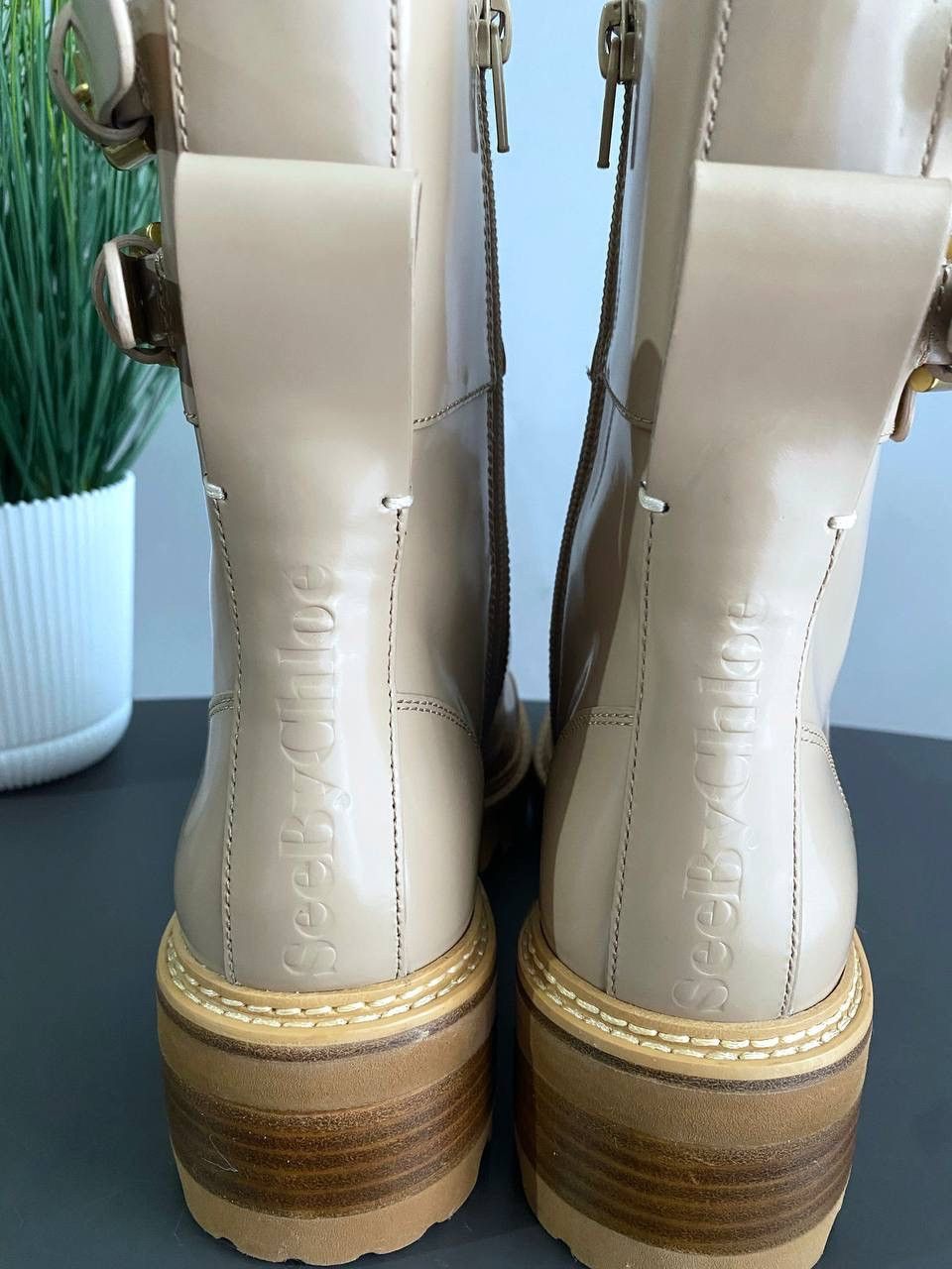 See by Chloe See By Chloe Mallory Lace Leather Buckle Combat Boots, 37 Size US 7 / IT 37 - 6 Thumbnail