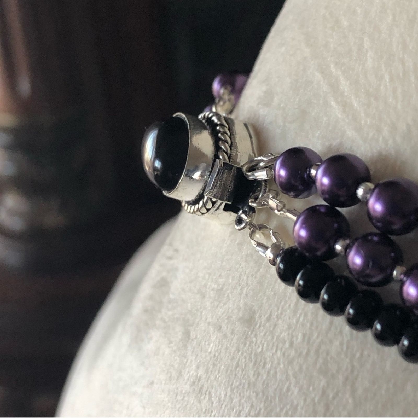Handmade Handcrafted “purple power” genuine onyx necklace Size ONE SIZE - 12 Thumbnail