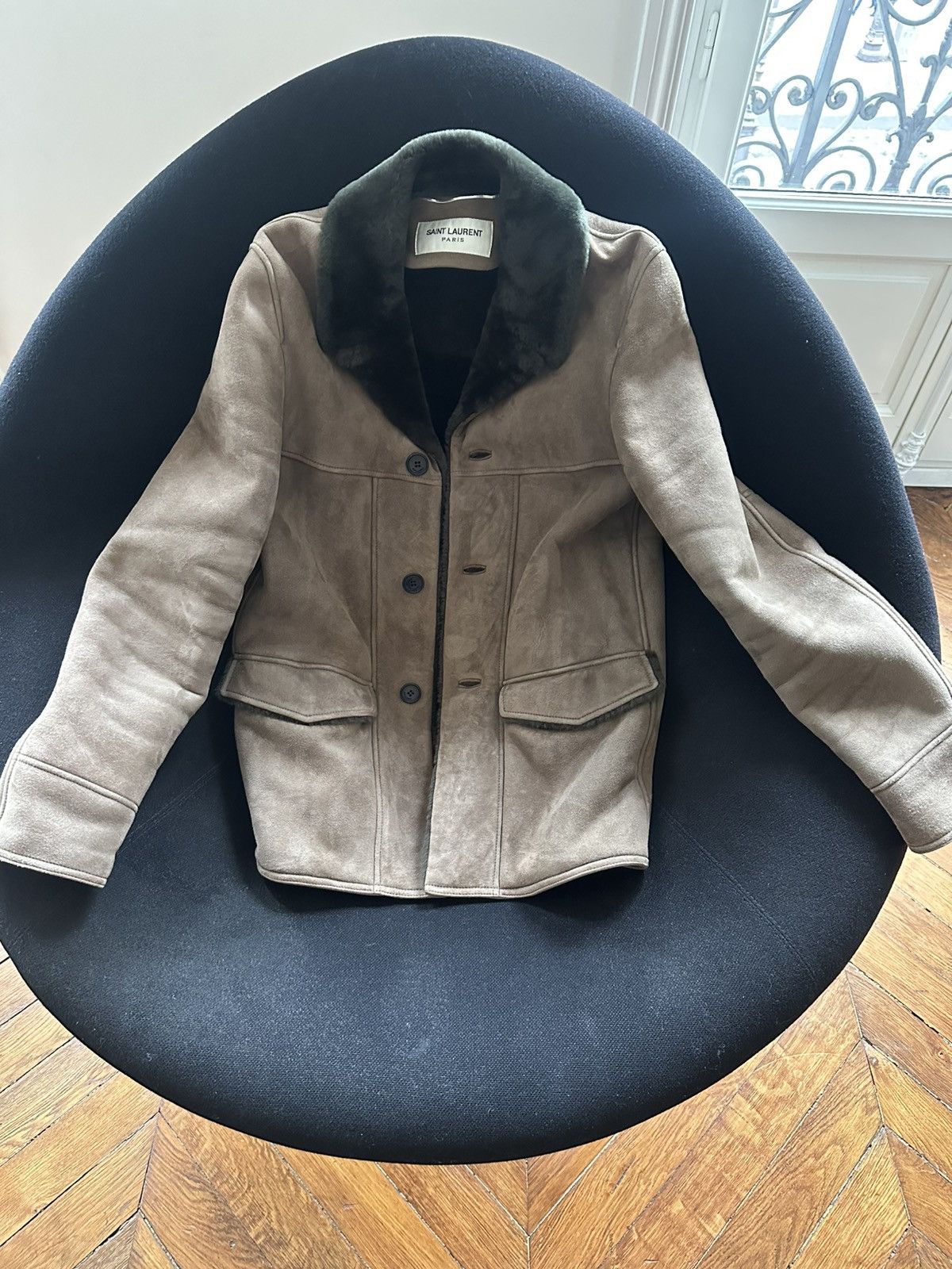Hedi Slimane × Saint Laurent Paris Shearling Brown Coat Size US S / EU 44-46 / 1 - 2 Thumbnail