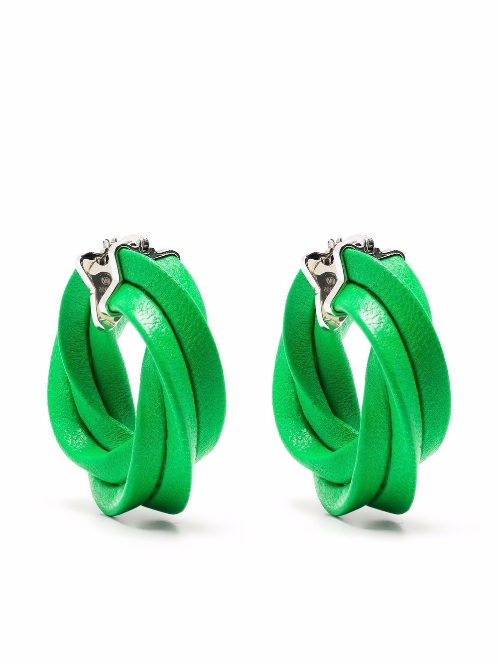 Bottega Veneta o1s1rm1025 Size: OS / Twisted Hoop Earrings in Green Size ONE SIZE - 1 Thumbnail