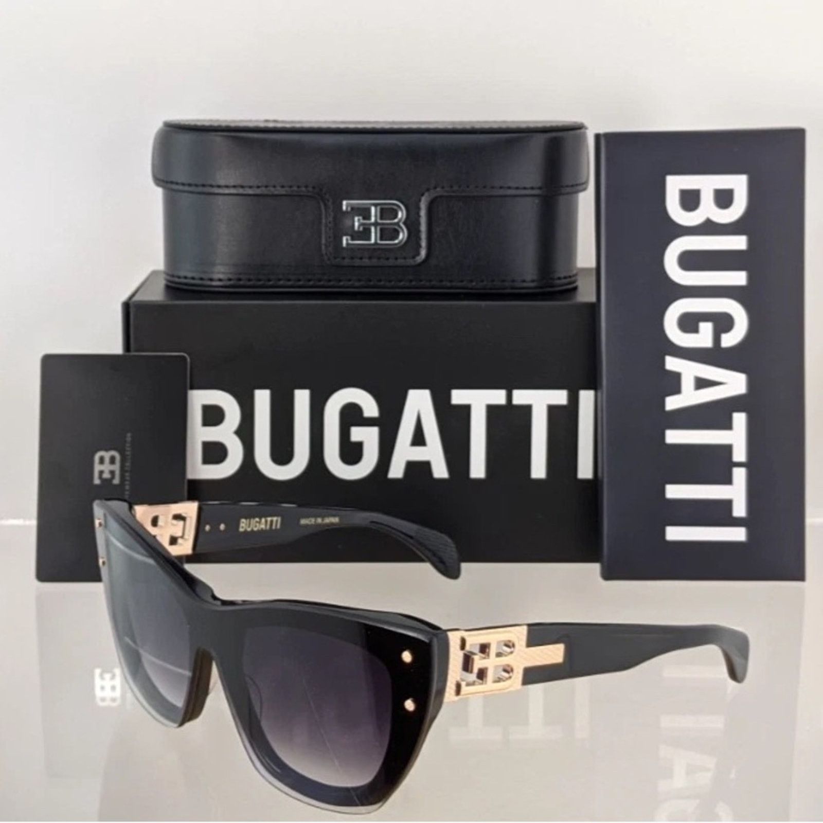 Bugatti New! BUGATTI 48L-BK Elegant Cat Eye Luxury Black Sunglasses Size ONE SIZE - 9 Thumbnail