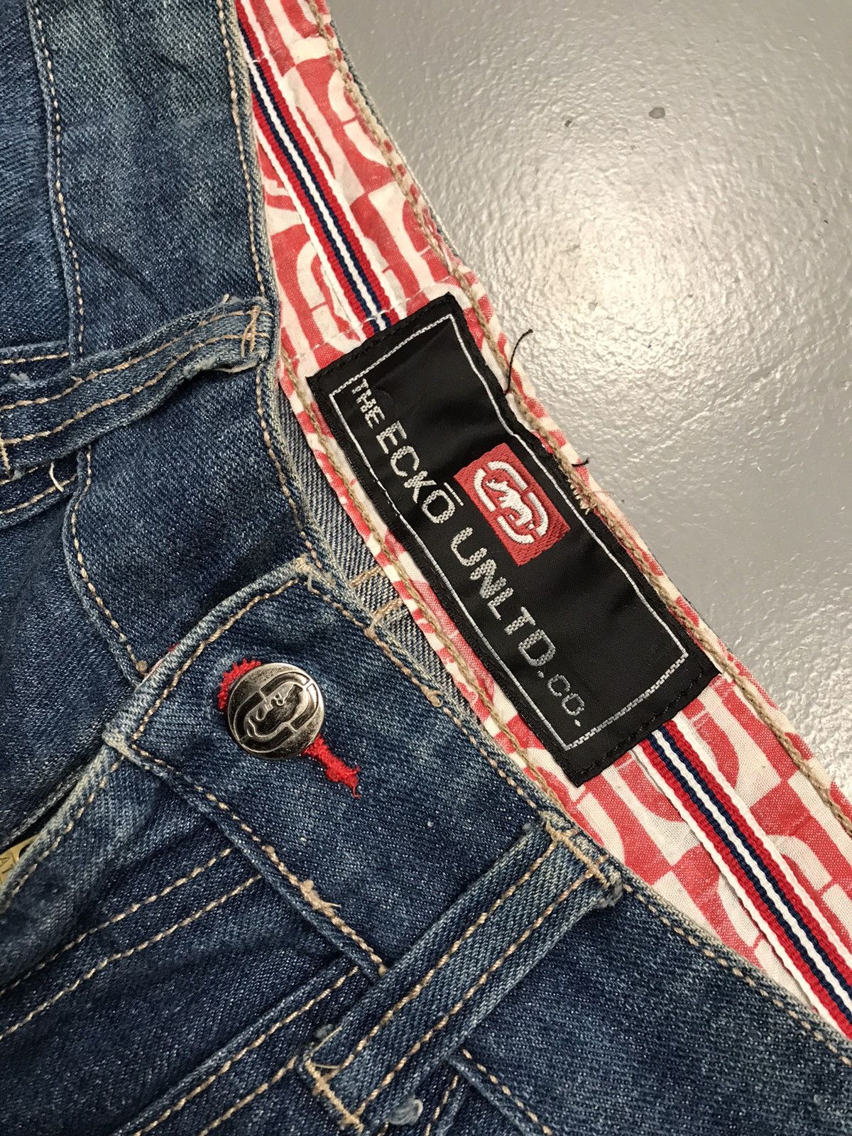 Ecko Unltd. × Vintage Vintage Ecko UNLTD SpellOut embroidered denim Size US 31 - 6 Thumbnail