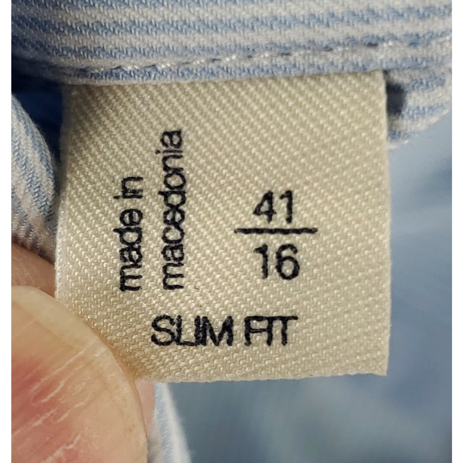 Suitsupply Suitsupply Egyptian Cotton Button Up Shirt Blue White Striped Slim Mens L / 41/16 Mens Size US L / EU 52-54 / 3 - 3 Thumbnail