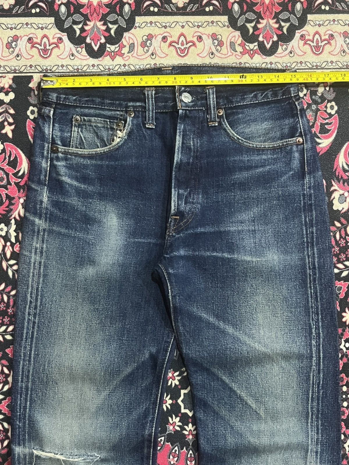 Denime Vintage Denime Blue Faded Washed Distressed Selvedge Jeans Size US 30 / EU 46 - 16 Thumbnail