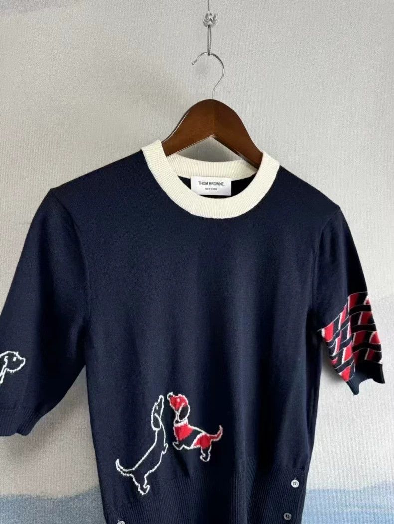 Thom Browne Thom Browne size1 Blue puppy pattern short sleeve knit Size US S / EU 44-46 / 1 - 2 Thumbnail