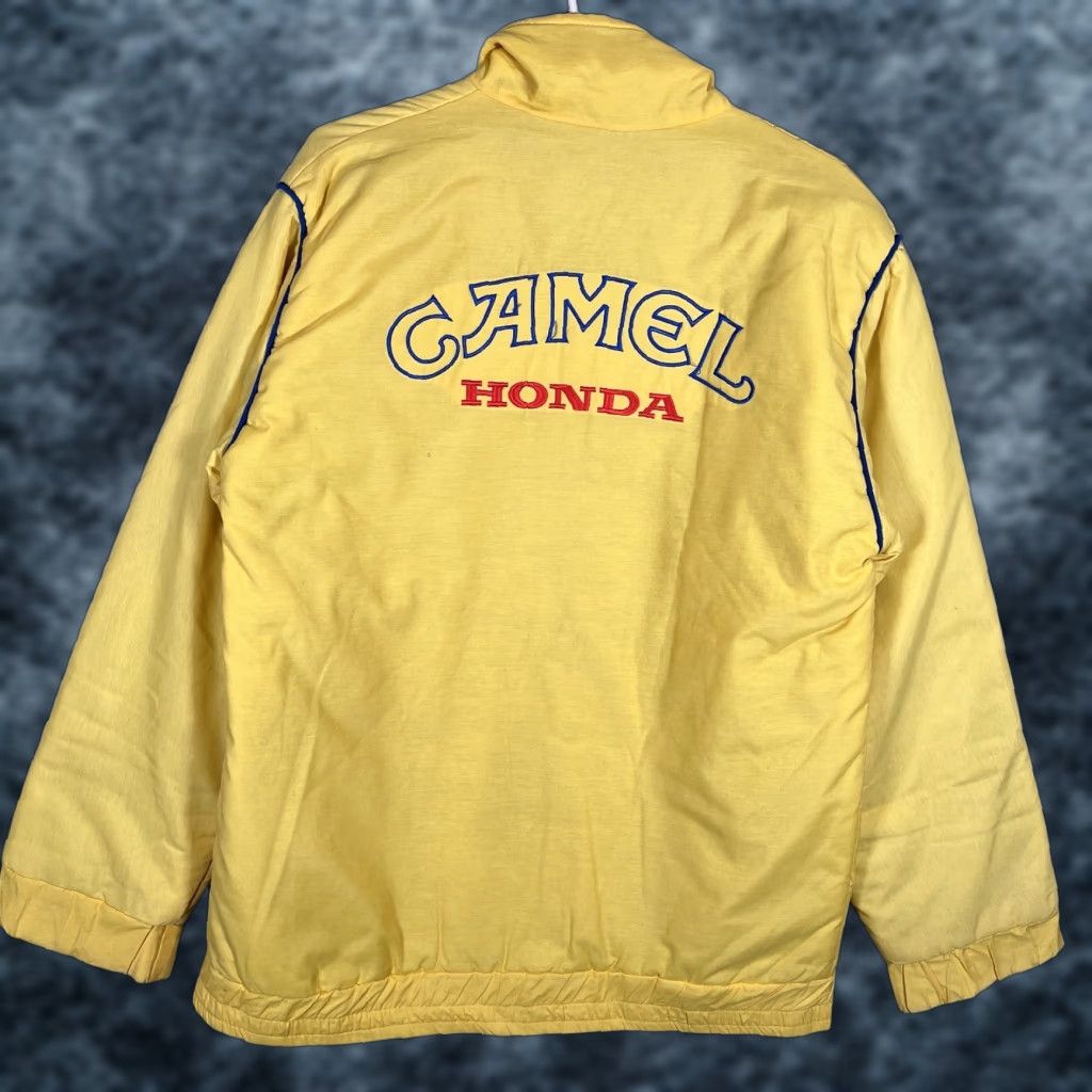 Camel VINTAGE Honda 90s Formula 1 Car Racing Jacket Full Zip Yellow Mens Size US L / EU 52-54 / 3 - 1 Thumbnail