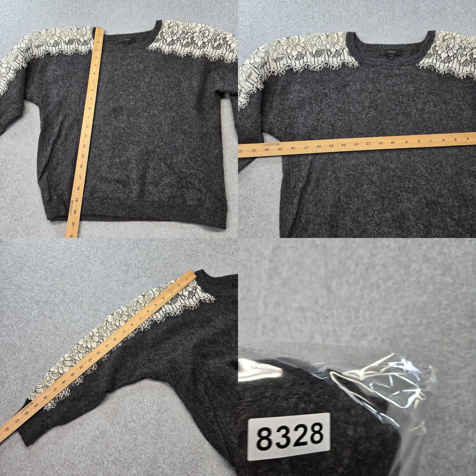 J.Crew VINTAGE J.CREW Sweater Pullover Womens M Gray Wool Crew Neck Fringe Raglan Heavyweight Size M / US 6-8 / IT 42-44 - 8 Thumbnail